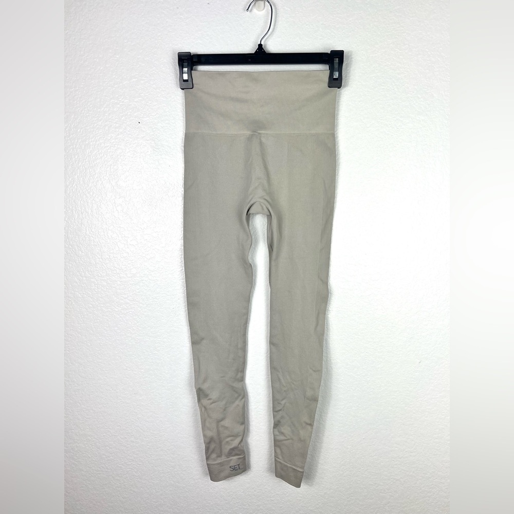 Set Active Women Oatmeal Beige Sculptflex High Waist  Activewear Leggings sz XS